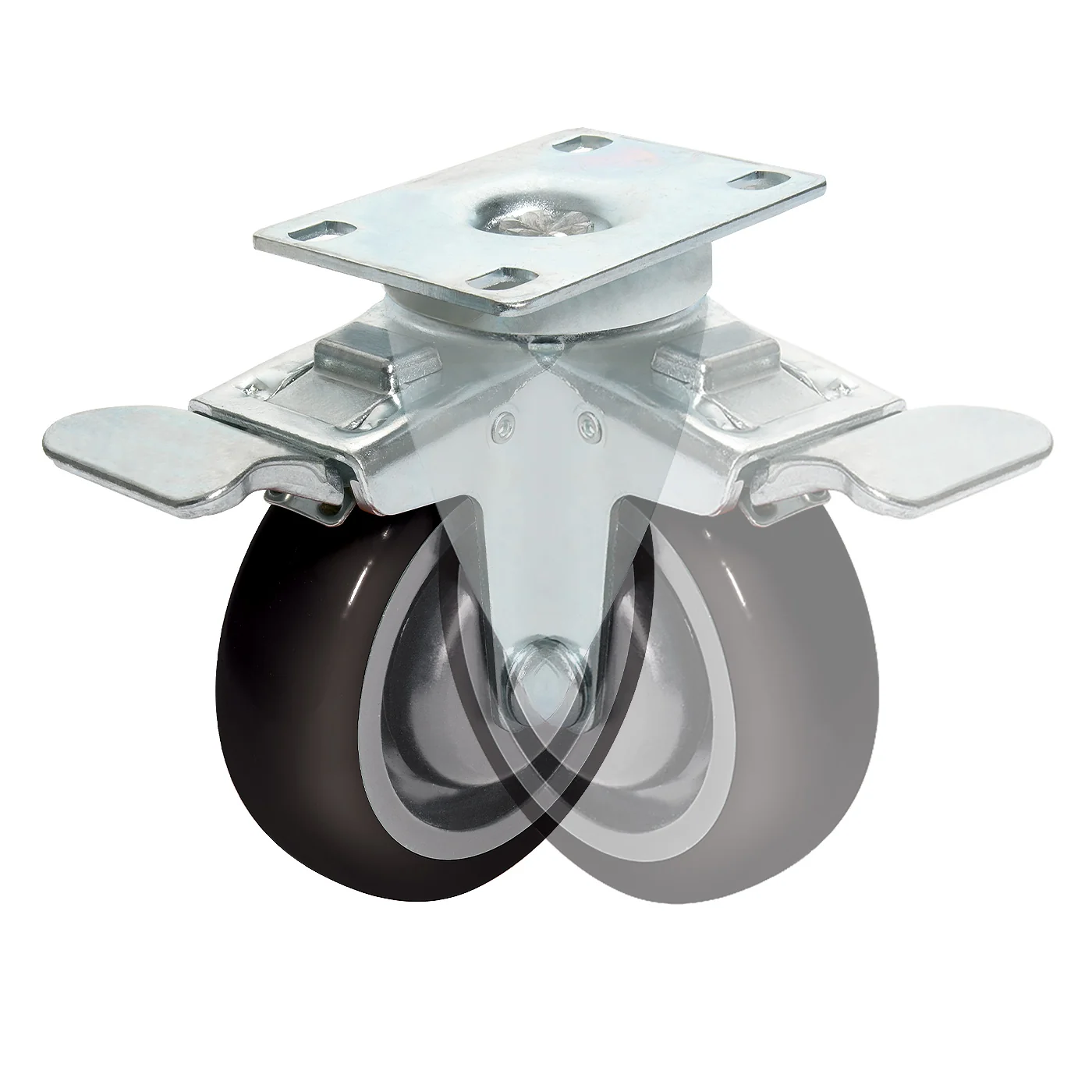 Castors with Brake - 100mm - Pack of 4 - Image 3