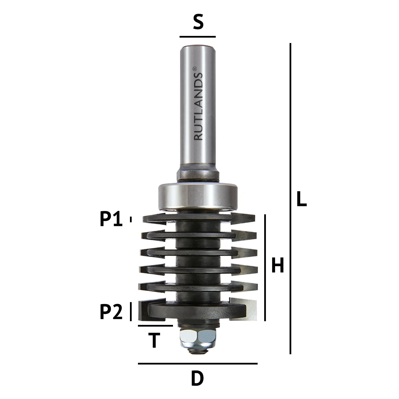 Router Bit - Finger Joint - D=42mm H=38.1mm T=7mm P1=6.7mm P2=2.2mm L=108mm S=1/2" - Image 3