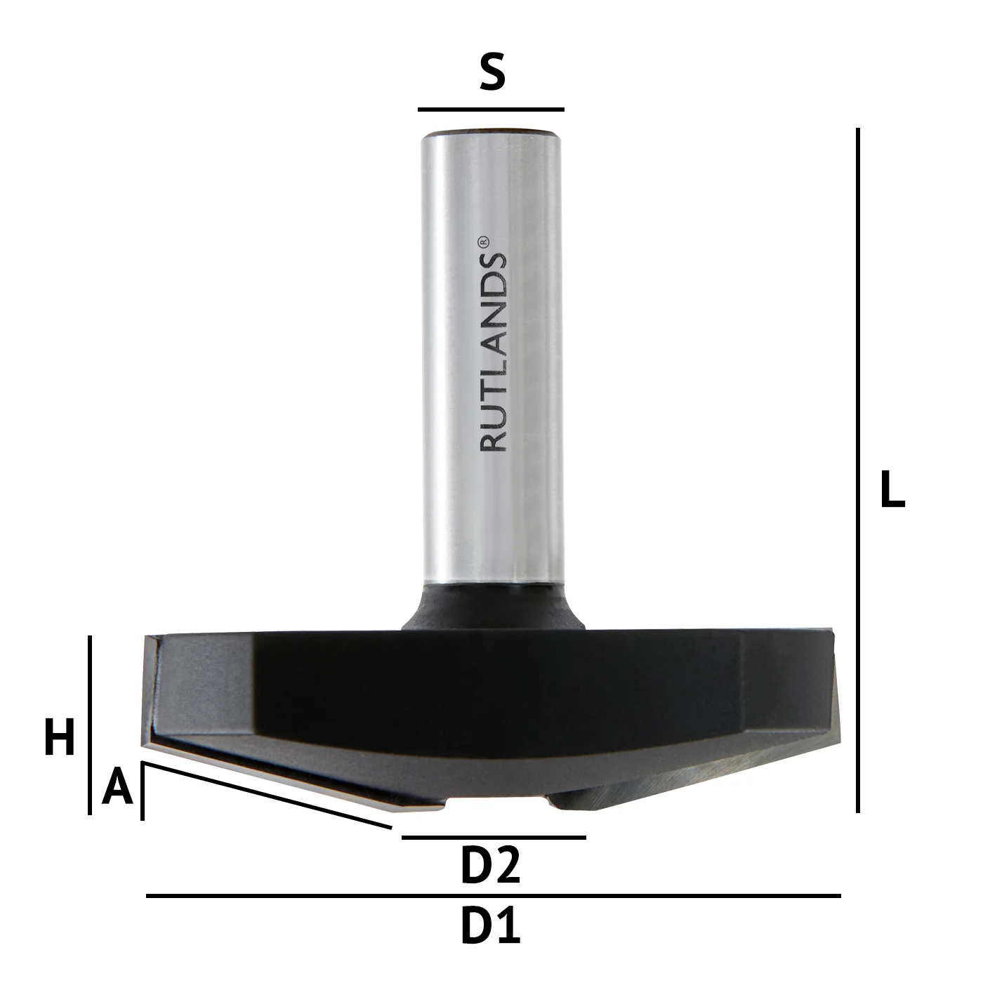 Router Bit - Raised Panel - Bevel - D1=64mm D2=20mm H=16mm A=15° L=61mm S=1/2" - Image 3