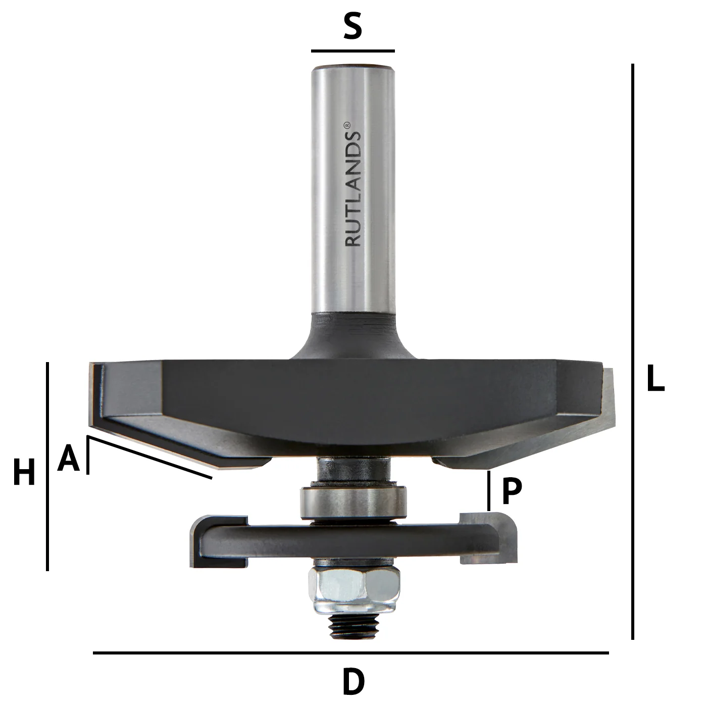 Router Bit - Raised Panel with Backcutter - Bevel - D=79.4mm H=30.2mm A=18° L=85.7mm S=1/2" - Image 3