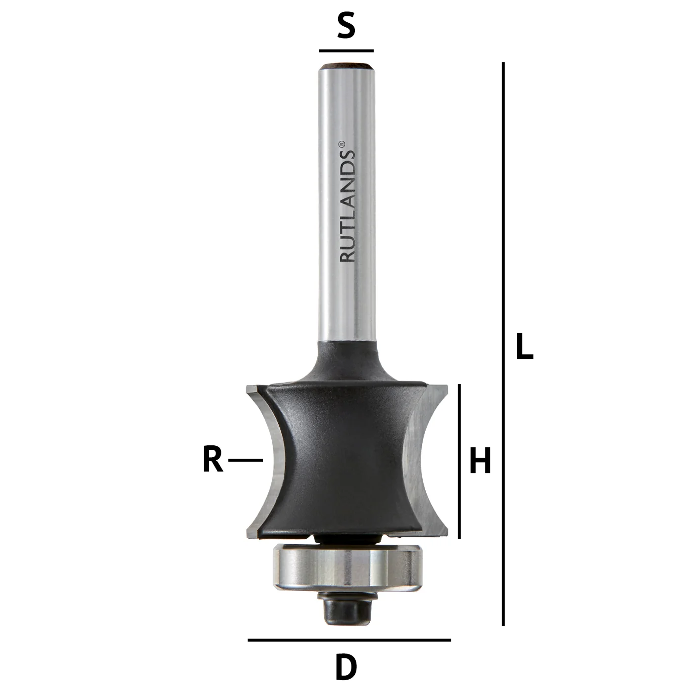 Router Bit - Sunk Bead with Bearing - D=22mm H=16mm R=10mm L=60mm S=1/4" - Image 3